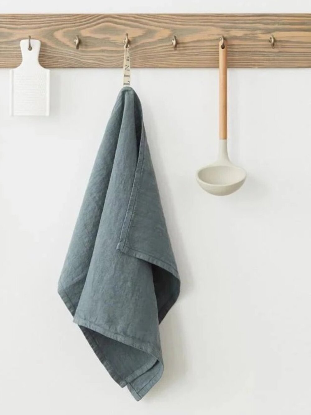 New Linen Tales Blue Fog 100% Linen Kitchen Towels- Set of 2